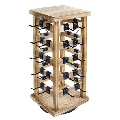 Ikee Design Wood Rotating Jewelry Display, Removable 42 Hooks Earring Display Stand, 5 Bars Earring Organizer Stand, Oak Color