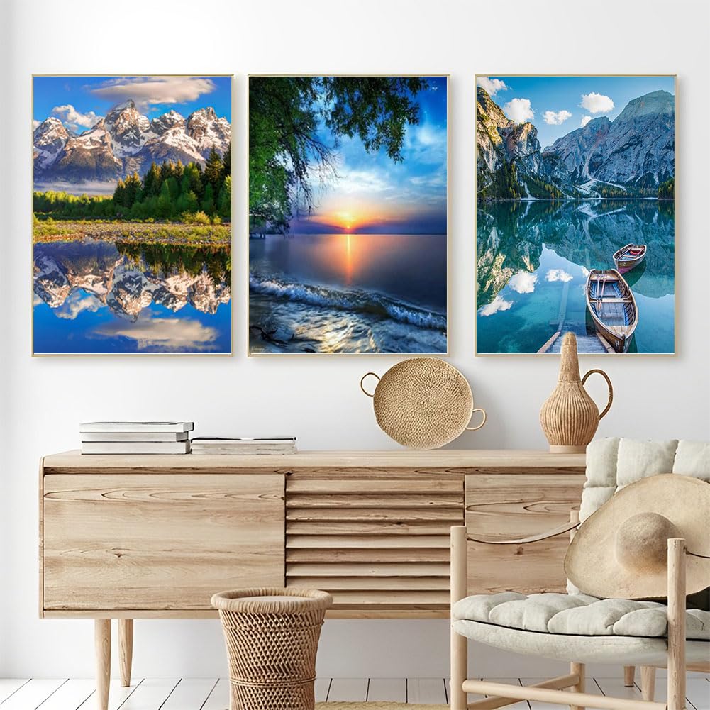 OFRKE Diamond Painting Kits for Adults,3 Pack Landscape Diamond Art for Beginners, Diamond Round 5D Full Drill Paint with Diamonds Pictures Gem Art Painting Kits DIY Crafts Kits 12x16inch