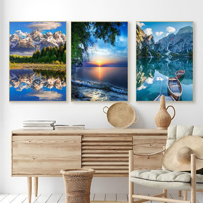 OFRKE Diamond Painting Kits for Adults,3 Pack Landscape Diamond Art for Beginners, Diamond Round 5D Full Drill Paint with Diamonds Pictures Gem Art Painting Kits DIY Crafts Kits 12x16inch