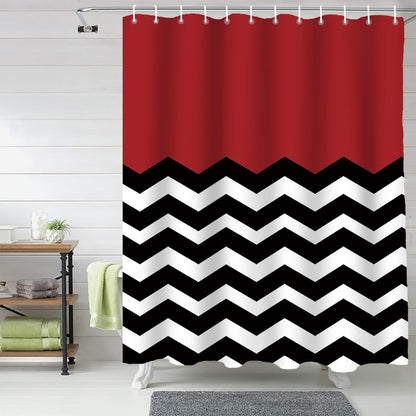 Vandarllin Red Black and White Chevron Shower Curtain, Extra Long 72x84 Inches, Custom Made