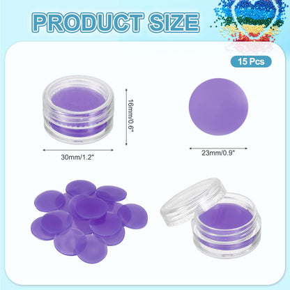 PATIKIL 15PCS Diamond Art Painting Glue Clay Wax 5D DIY Diamond Art Refills Glue with Storage Box for Diamond Art Embroidery Mud Supplies Accessories Painting Tool (23mm/0.9", Purple)