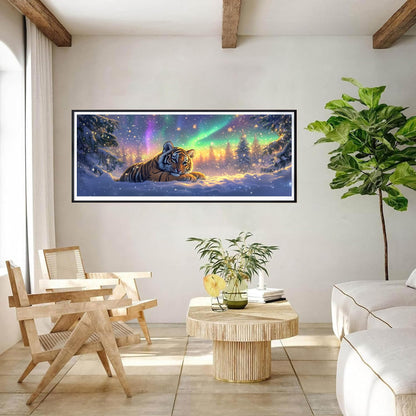 Bimkole Large Diamond Art Kits for Adults Tiger, Full Drill 5D DIY Rhinestone Embroidery Set Paint with Diamonds Art Aurora by Number Kits Cross Stitch Home Wall Craft Decoration 31.5x11.81 Inch