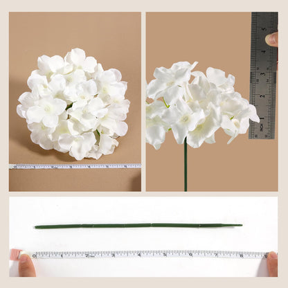 Auihiay 26 Pieces Hydrangea Artificial Flowers Silk Hydrangea Flowers Artificial Flowers Heads with Stems for Home Wedding Party Decorations (Ivory)