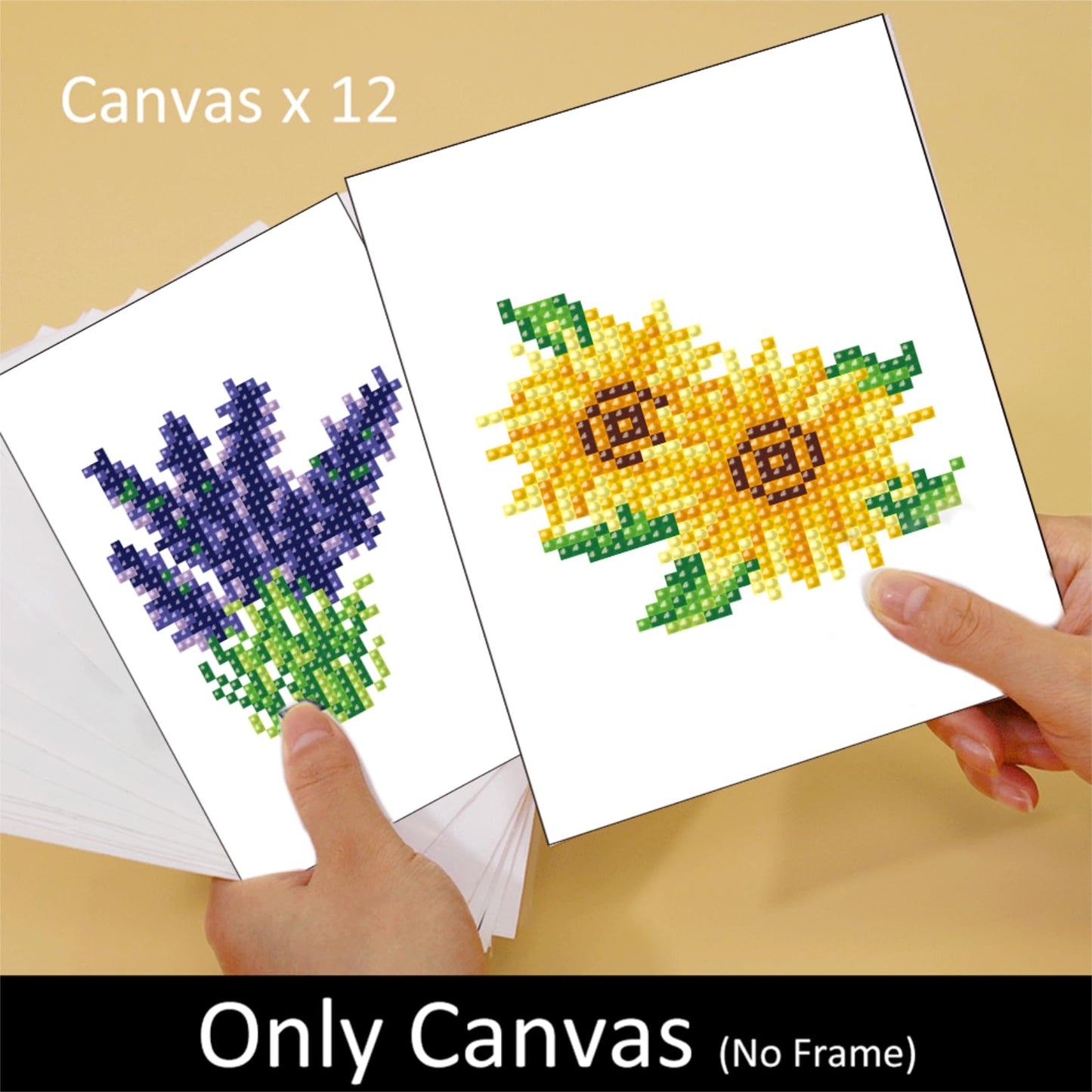 Haocy 12pcs Small Flower Diamond Art Kits for Adults,Mini Flowers Diamond Painting Kits Quick Gem Art for Beginner,1-Hour Postcard-Style,Paint by Diamond Mosaic,Home Wall Decor (flower-005)