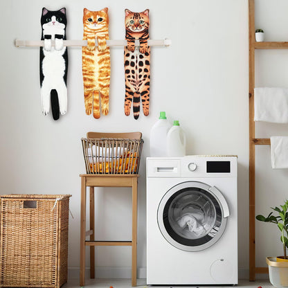PAT JUUMG Funny Cat Hand Towels for Bathroom Kitchen Decor Towel,Cute Decorative Hanging Face Towels,Super Absorbent Soft, Housewarming Gift,Cat Lovers Gifts for Women (Orange)