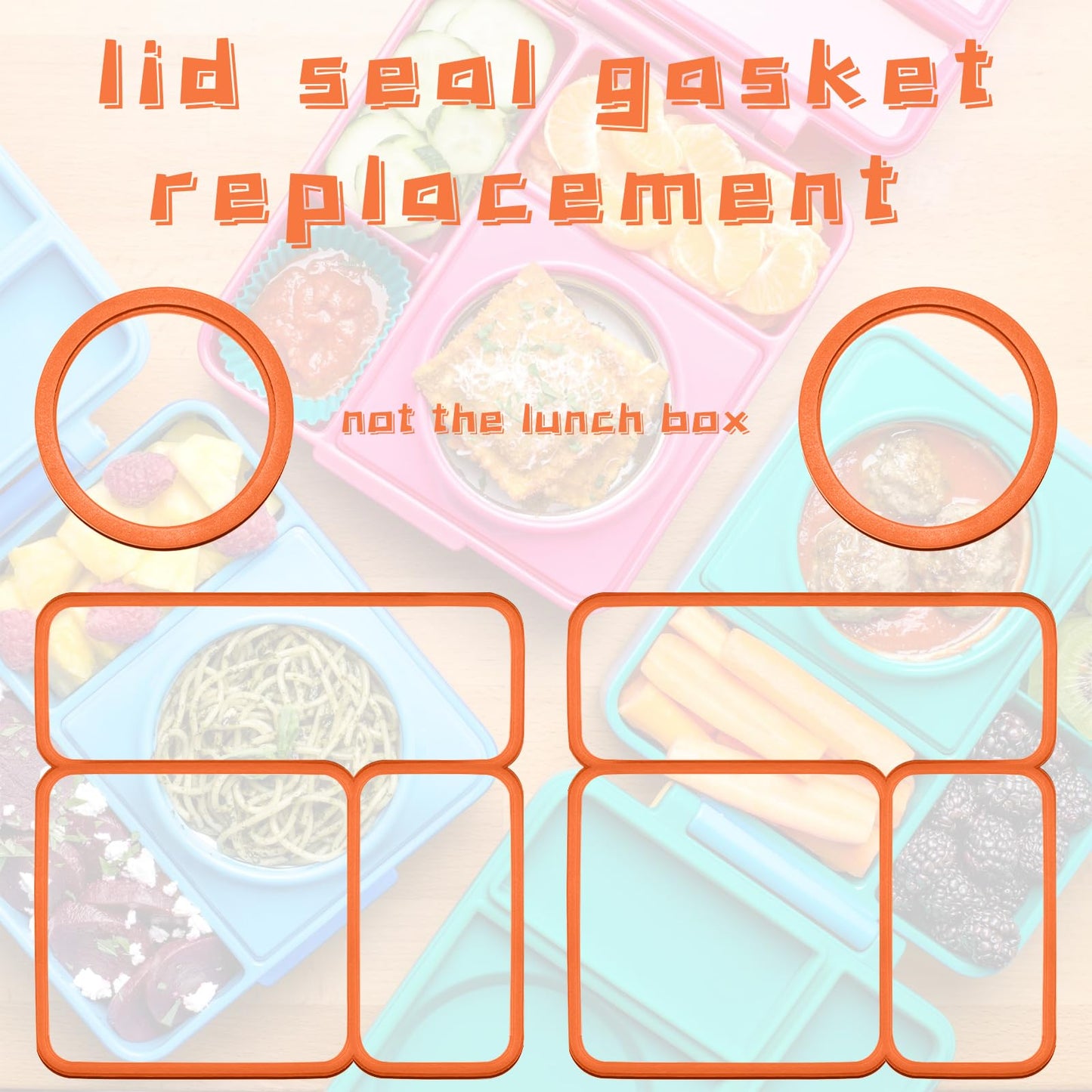 4 Packs Lid Seal Gasket For Omiebox,Omie Box Accessories for Kids Lunch Box Boxes, Food Grade Safe Silicone Rubber Seals (4P)