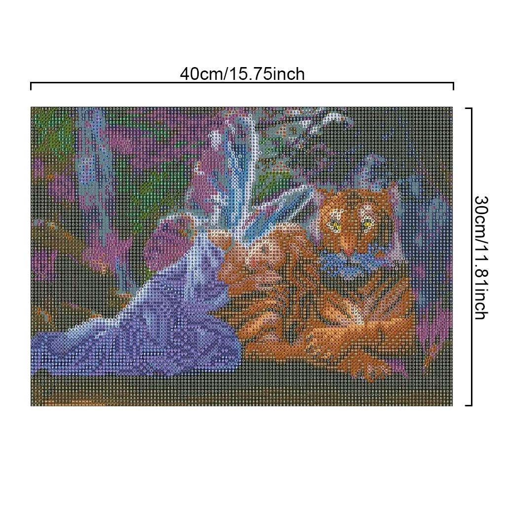 5D DIY Handmade Diamond Art Drawing Set Gemstone Paint with Tools Kit Full Drill Butterfly Fairy Tiger Crystal Rhinestone Arts Crafts for Adults Kids Home Wall Decor Gift (15.8x11.8in)