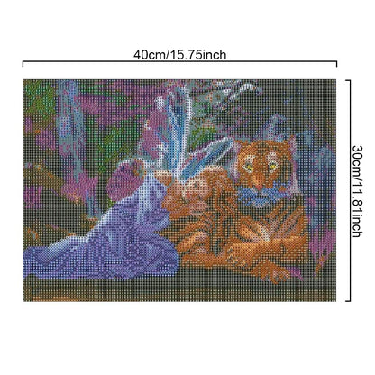 5D DIY Handmade Diamond Art Drawing Set Gemstone Paint with Tools Kit Full Drill Butterfly Fairy Tiger Crystal Rhinestone Arts Crafts for Adults Kids Home Wall Decor Gift (15.8x11.8in)