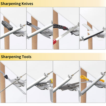 CWOVRS Knife Sharpening System, RX-008 Professional Knife Sharpener, 360° Flip Rotation, Upgraded Metal Fixed Angled Knife Sharpener, Kitchen Chef Knife Sharpening Kit with 10 Stones
