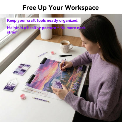 Diamond Painting Canvas Roll Holder & Adjustable Table Clamp Bundle, Diamond Art Accessories and Tools with Anti-Scratch Pads, Anti-Roll Canvas Straightener Fits 2.64" Desks