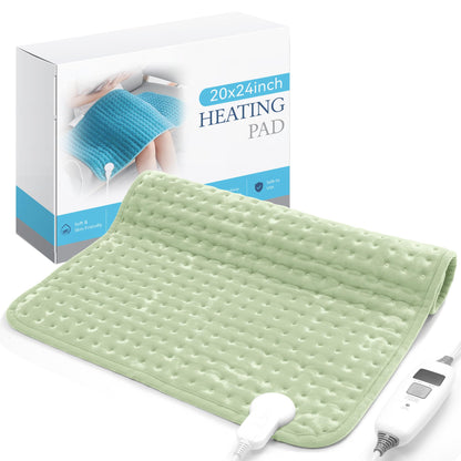 Electric Heating Pad for Back Pain Relief & Cramps - 6 Heat Settings,Auto Shut Off,Moist Heat Options,Portable Heated Pads for Neck/Shoulder Machine Washable Gift for Men Women,Grey,12"x24"