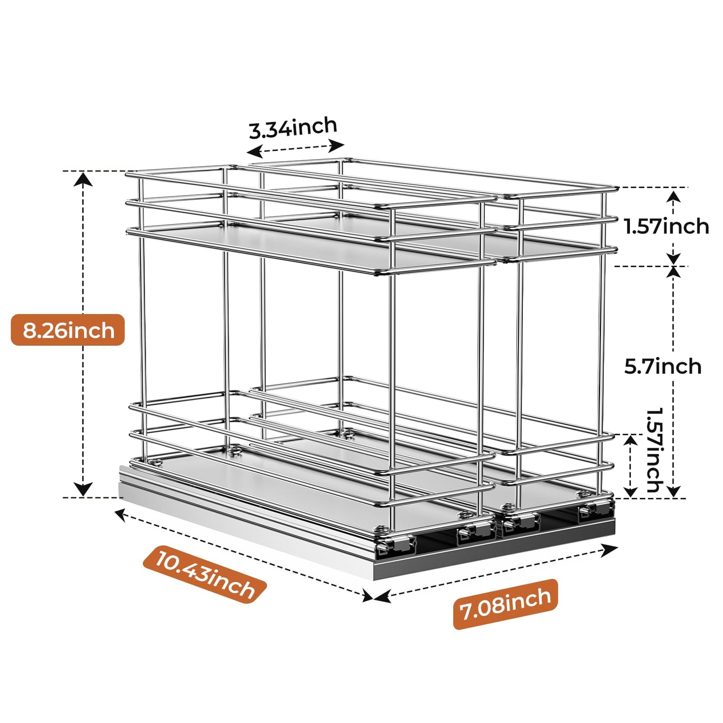 Pull Out Spice Rack Organizer for Cabinet, Slide Out Spice Racks, Easy to Install, 2.1''Wx10.35''Dx8.26''H, 3 Drawers 2 Tiers(Black)