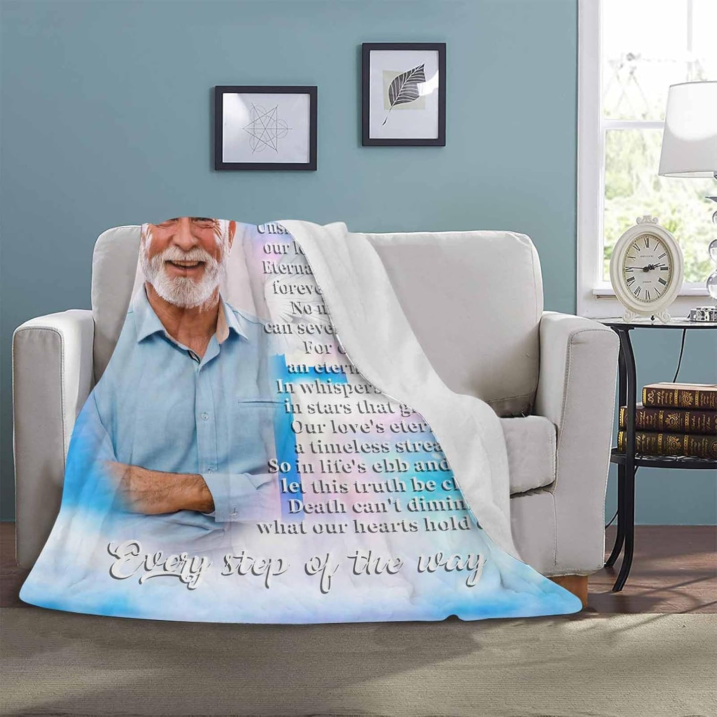 AOFUN Custom Memorial Blanket with Photos, Personalized Blanket in Loving Memory, Custom Picture Blankets for Loss