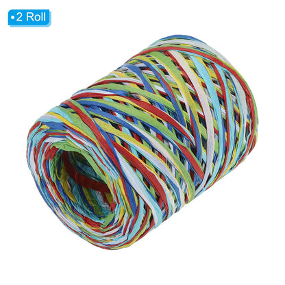 PATIKIL 219 Yards Raffia Ribbon, 2 Rolls Raffia Paper Craft Ribbon Paper Twine Wrapping Ribbon for Gift Packaging and Decoration, Red/Navy Blue