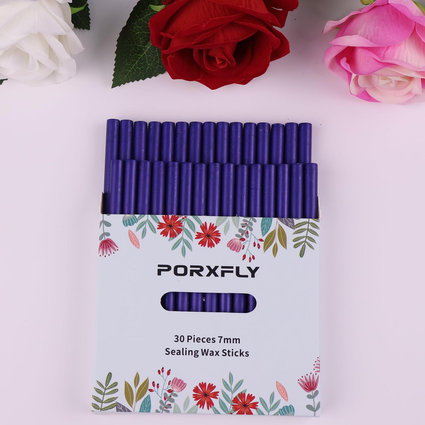 30 Pieces 7mm Sealing Wax Sticks for Glue Gun,PORXFLY Mini Wax Seal Sticks Great for Seals Stamp,Cards Envelopes,Wedding Invitations,Gift Wrapping,Wine Packages (Cerulean Blue)