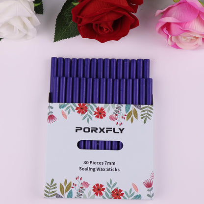 30 Pieces 7mm Sealing Wax Sticks for Glue Gun,PORXFLY Mini Wax Seal Sticks Great for Seals Stamp,Cards Envelopes,Wedding Invitations,Gift Wrapping,Wine Packages (Cerulean Blue)