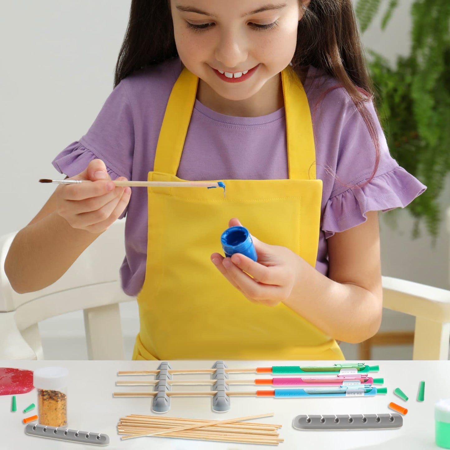 Teling 46 Pcs UV Epoxy Glitter Pen Holder Stand Turner Accessories with Nonstick Sleeves Silicone Pen Plugs Wooden Dowels Rods for DIY Craft Enthusiast