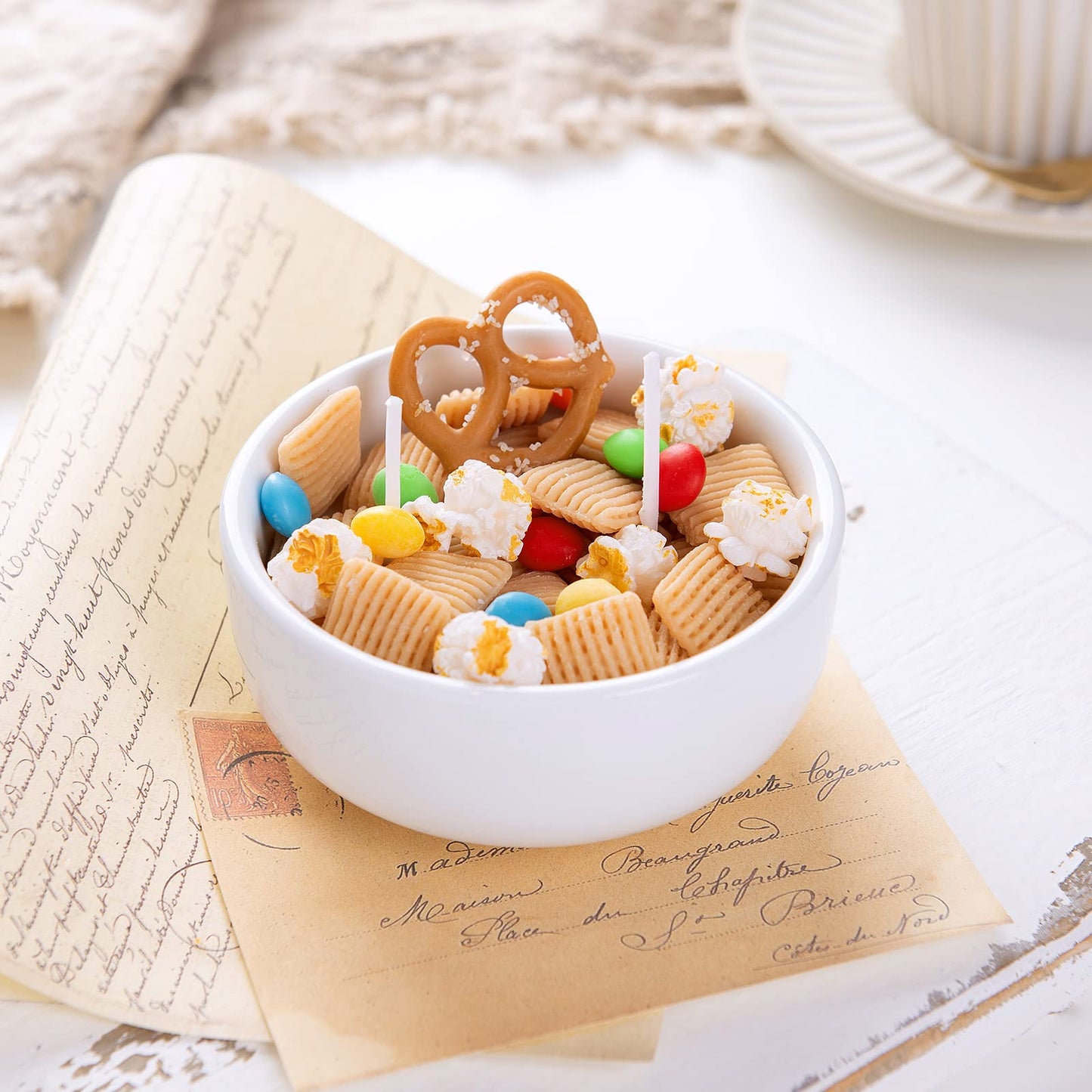 Funny Sweet Vanilla Trail Mix Bowl Scented Soy Candle Afternoon Tea Gift