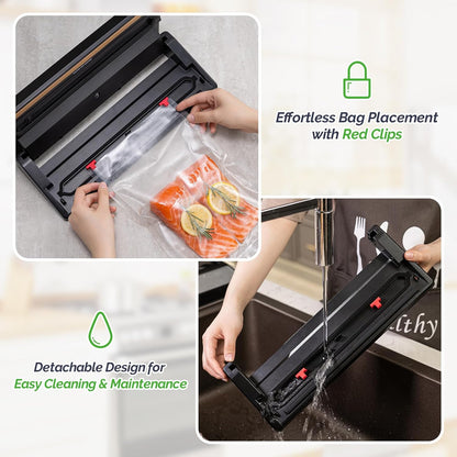 GERYON Vacuum Sealer Machine, Food Vacuum Sealer with Powerful Suction, Easy to Use, Starter Kits Included