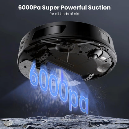 Proscenic Q8 Robot Vacuum Cleaner with Mop, Ultra Strong 6000Pa Robotic Vacuum with Lidar Navigation, 5 Real-Time Mapping, WiFi/Alexa/APP Remote Control Robot Hoover for Floor Carpet Pet Hair