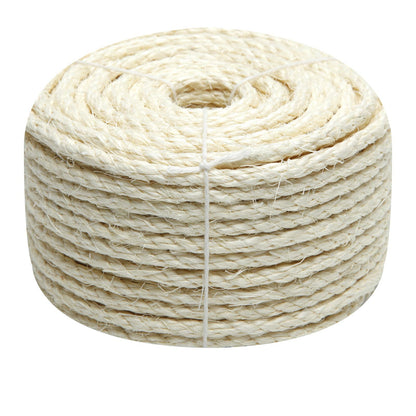 Natural Sisal Rope 1/4 Inch 32-Feet for Cat Tree Tower Repair and Replace Scratching Post, DIY Hemp Twine Rope for Cat Scratching Furniture Window Perch and Crafts Gardening Home Decorating
