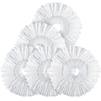 Spin Mop Replacement Head 5 Pack Magic Mop Refill for Hurricane 360° Systems, Microfiber Spin Mop Head, Round Shape Standard Universal Size