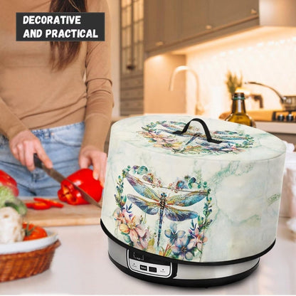 Dragonfly Floral Slow Cooker Dust Cover, Washable Appliance Cover for 6, 7, 8 Quart Oval Crock Pot