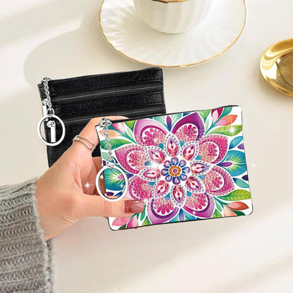 JZHYOAN Flower Diamond Painting Coin Purse for Women Mandala Gem Art Coin Pouch Mini Storage Bag for Cards Keys Lipsticks DIY Diamond Art Purses and Wallets Handbags Wallet Keychain with Zipper Craft