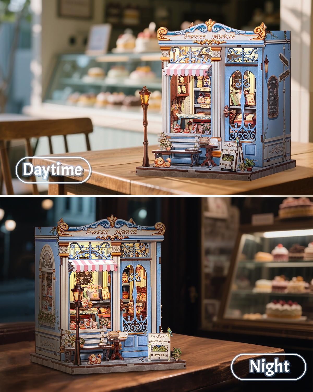 CUTEBEE Book Nook Kit - DIY Miniature House Bakery Patisserie Dollhouse Kit for Adults, Booknook Tiny House Bookshelf Decor 3D Wooden Puzzle, Gifts for Family, Friends (Sweet Marie)