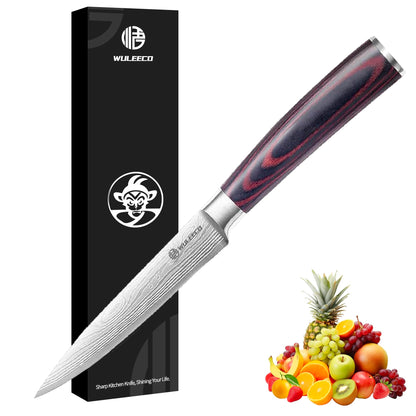 WULEECO Utility Knife, 5 Inch Chef Knife, Ultra Sharp Kitchen Knife with High Carbon Stainless Steel Blade, Multipurpose Kitchen Knife with Ergonomic Pakkawood Handle and Gift Box