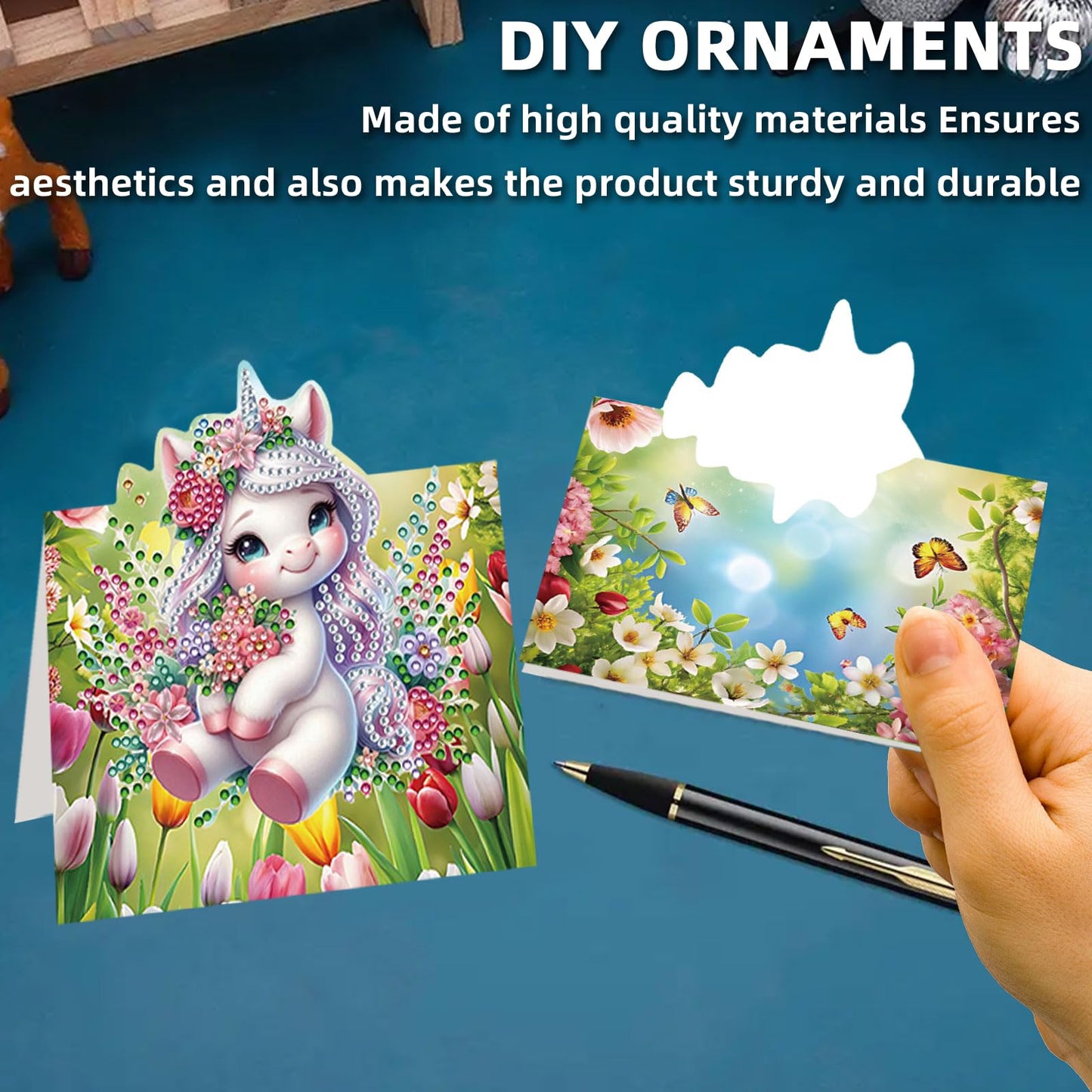 POETRYDRAW 8 Pack 5D DIY Diamond Art Painting Christmas Greeting Card Kit, Diamond Art Birthday Holiday Greeting Card, Crafts Kit Creative with Envelope