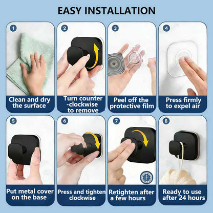 IGDALAR Suction Cup Hooks 4 Pack - Heavy Duty Vacuum Towel Hooks (Max Load 15 lbs) for Shower, Removable Waterproof Wall Hangers for Bathroom Glass, Window & Kitchen (Black)