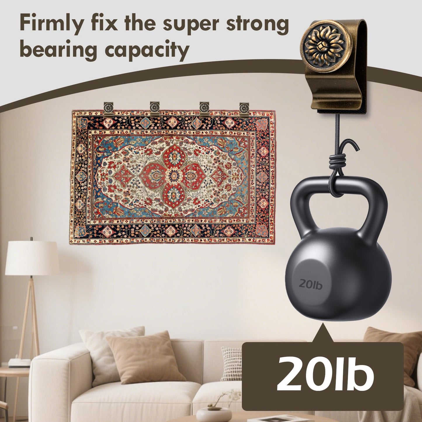 Quilt Hanger for Wall for Display,4 Pack Stainless Steel,Tapestry Hangers,Tapestry Hangers for Walls,(Bronze)