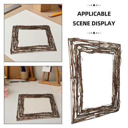 PRETYZOOM Natural Rattan Twig Wreath Base 17.3 Inch Oval Grapevine Frame for DIY Floral Crafts Seasonal Home Decor Accents