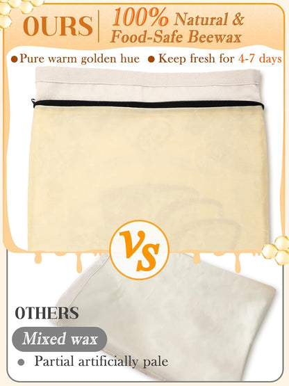 2 13''x16.7'' 2 ANPHSIN pcs Natural Beeswax Bread Bags with Sealing Zipper - Reusable Sourdough Storage Wraps
