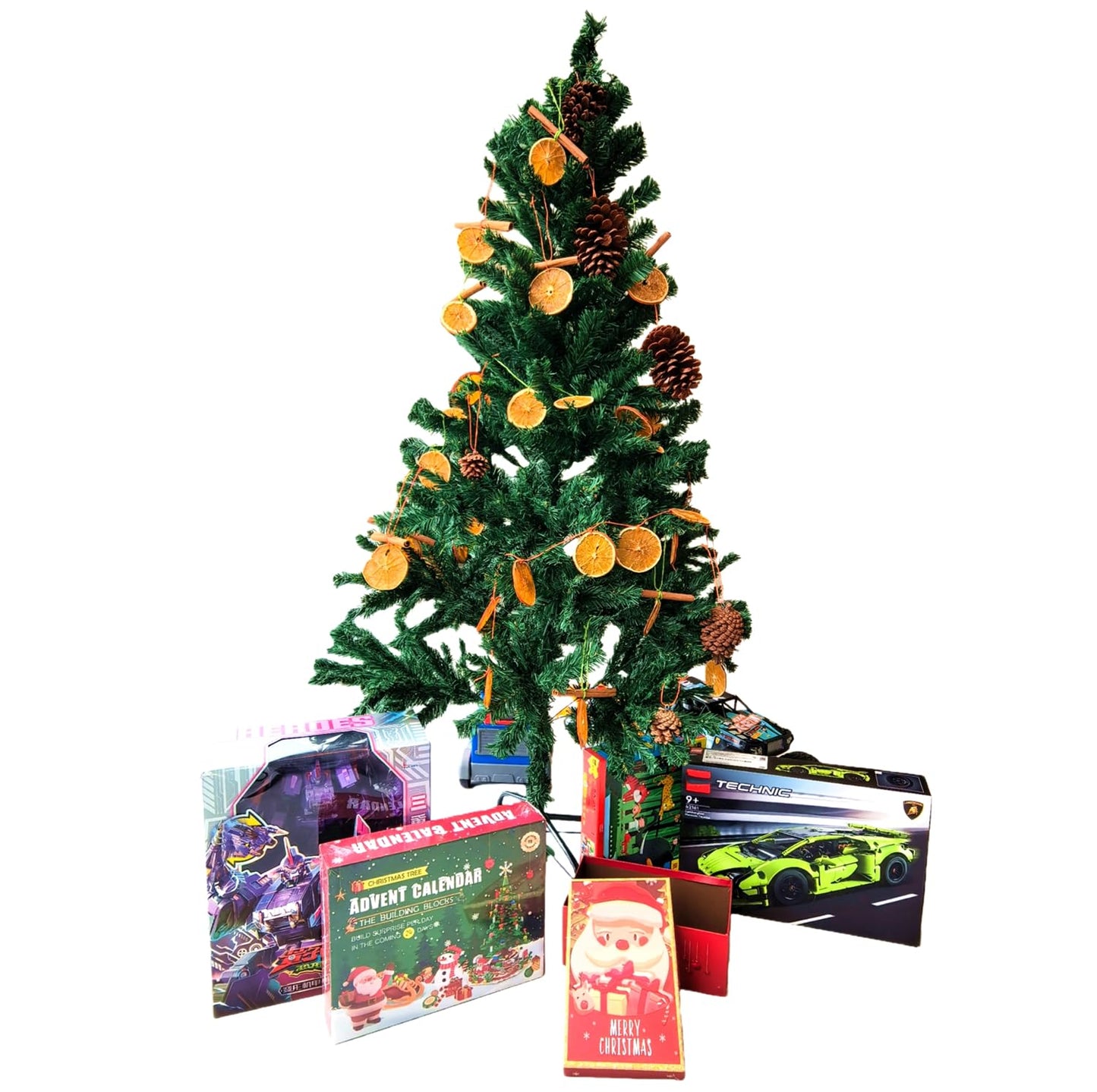Natural Christmas DIY Decor Crafts Kit with Dried Orange Slices *25-30 pcs, Cinnamon Sticks *12, Pine Cones *6-8, Gift Box Set, DIY Holiday Decorations for Christmas Wreaths, Tree Ornaments, Home