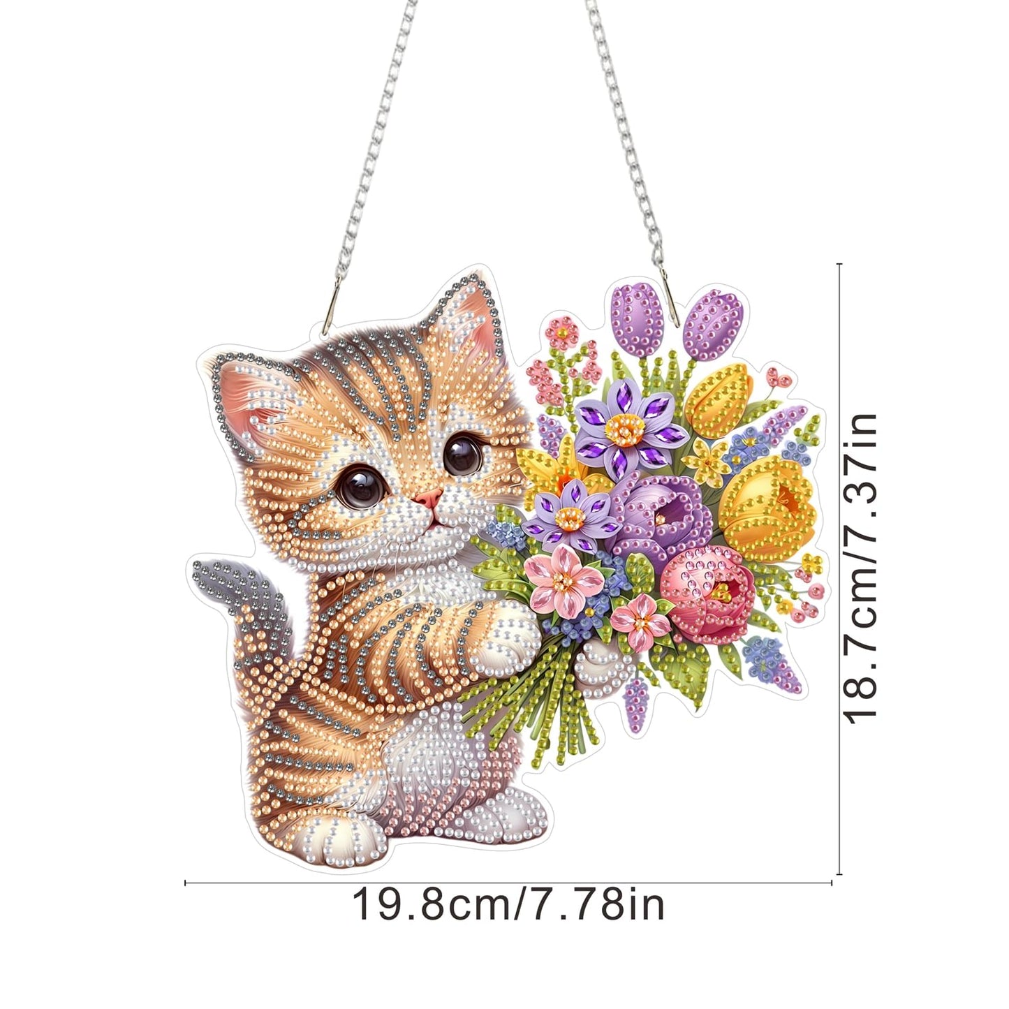 AIBOERL Diamond Art Hanging Kit for Adult,Special Shaped Rhinestone,Double Sided 5D DIY Acrylic Diamond Art Painting Window Pendants Home Garden Wall Hanging Kits Hanging Ornament (Cat)