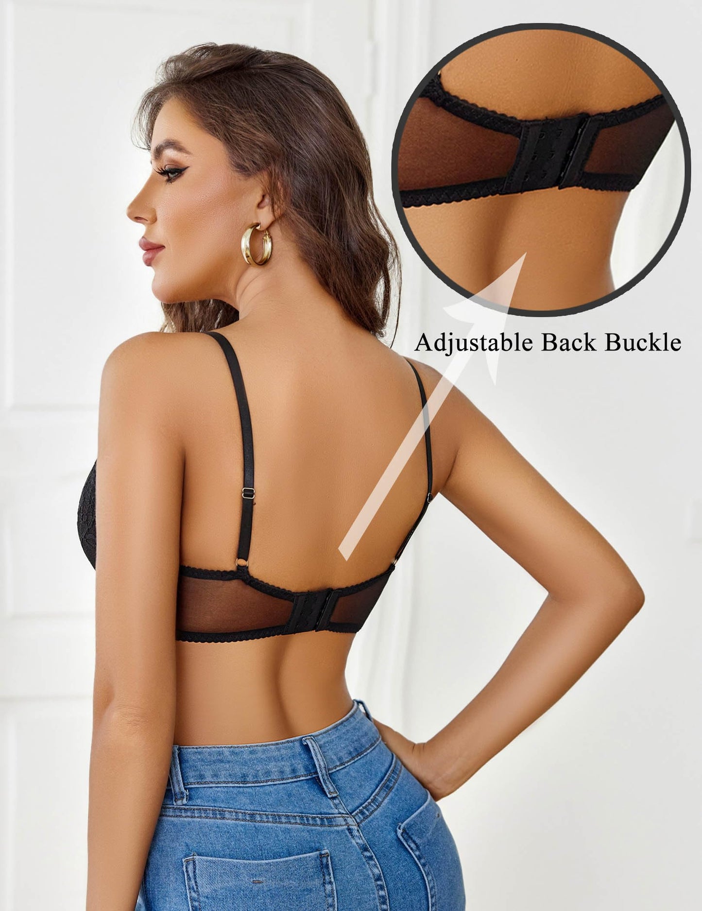 Avidlove Women's Sexy Lace Bra Sheer Balconette Underwire Unlined Everyday Bras Lingerie