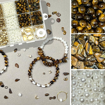 Basigeese Jewelry Making Supplies Kit Natural Stone Beads for Irregular Gemstone Beading with for DIY Craft Bracelet Necklace Earrings for Adults (Yellow Tiger Eye)