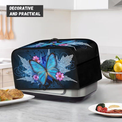 Dust Cover for Slow Cooker, Multi-Cooker Crock Pot Cover with Extra Accessories, Blue Butterfly Flower Design