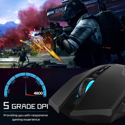 TECKNET Wireless Mouse-USB Ergonomic Optical Cordless Mouse with 8 Buttons,24-Month Battery Life,High-Precision 5 Adjustable DPI for PC/Mac/Laptop