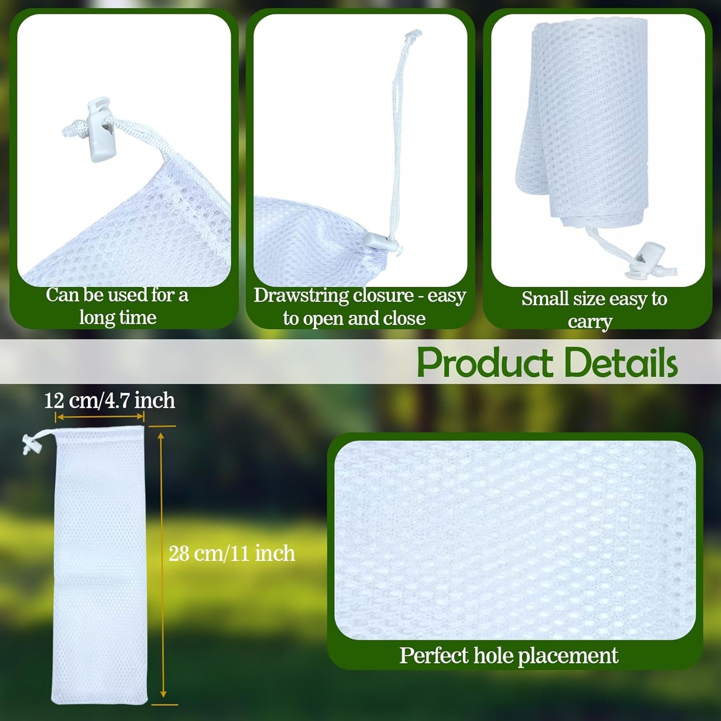 Wild Bird Feeder Sock, 6PCS Finch Feeders for Outside, Bird Seed Sock Feeder Bag Net for Finch Thistle (White, 28 X 12