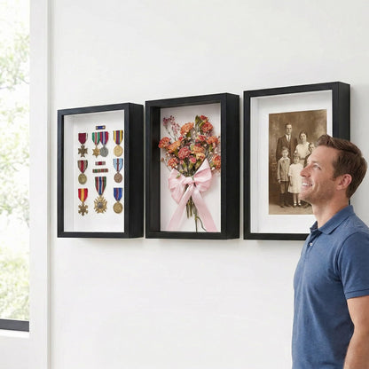 3 Pcs 8x10 Inch Shadow Box Frames Acrylic,Shadow Box Frame Display Cases,Cases for Pressed Flowers Keepsakes Tickets Photos (Black)