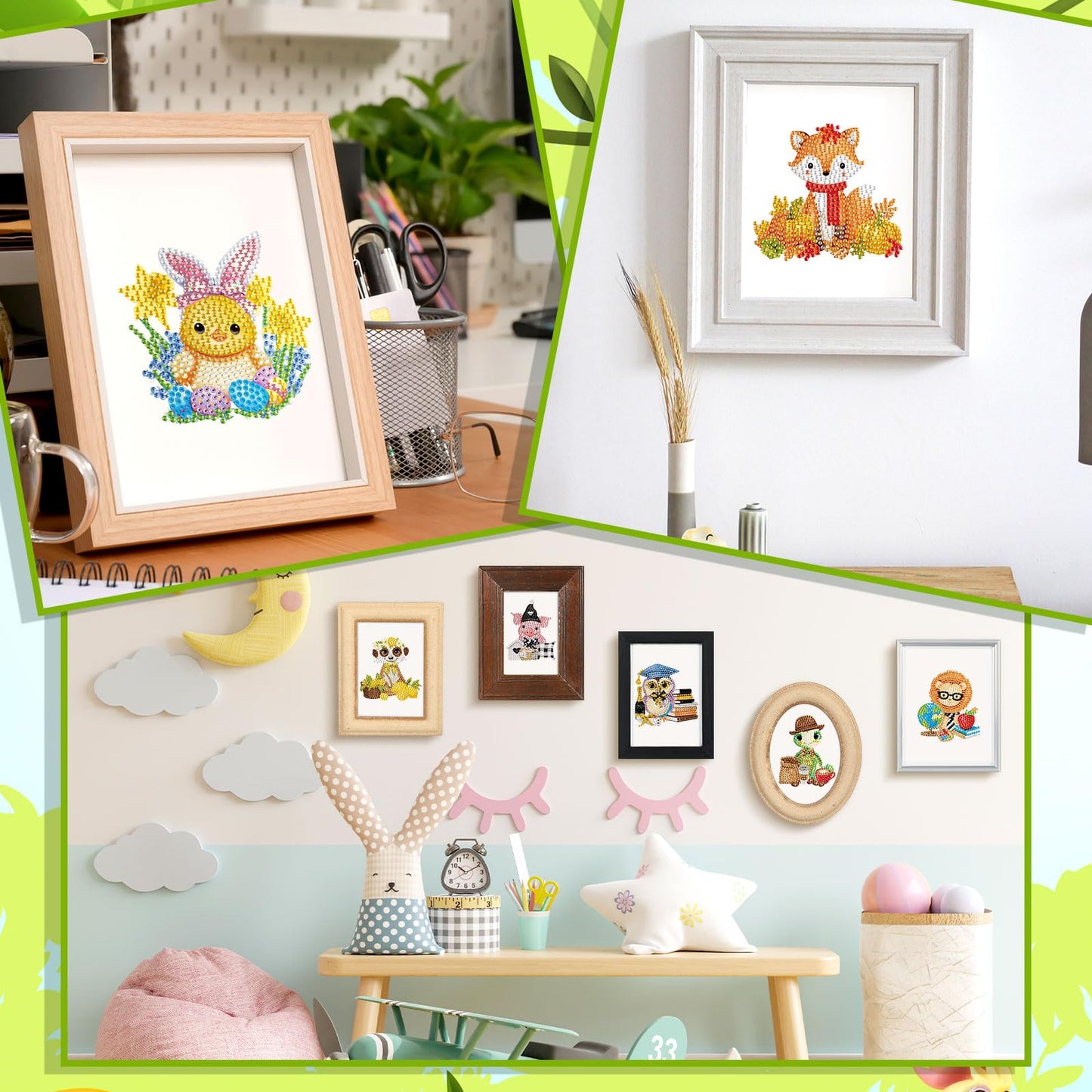 Xuhal 30 Pcs Interchangeable Diamond Art Kits DIY Holiday Seasonal Animals Diamond Paintings for Adults Rhinestone Gem Art Crafts for Easter Spring Summer Home Wall Table Decor Gifts