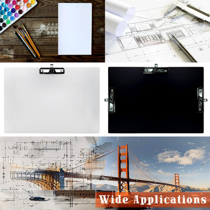 Aluminum 11x17 Clipboard A3 Metal Stainless Hangable Clipboards with 3 Clips Art Pen Holder Extra Large Clip Board for Business Medical Professionals Workshop (Black, A3)