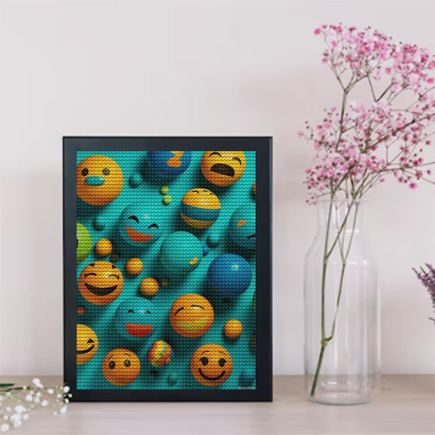 RGAJWIC Smiley Face Diamond Painting Kits 12"x16" Cute Gem Art Painting Full Drill Diamond Dots Paintings for Beginners DIY Diamonds Pictures for Adults Home Wall Decor
