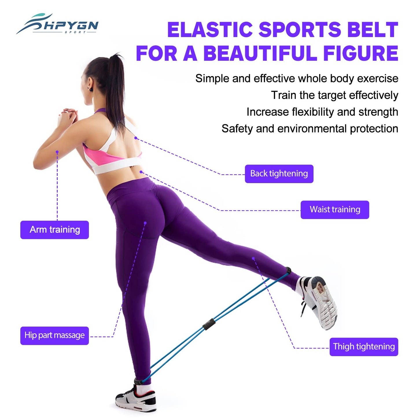 HPYGN Resistance Bands, Figure 8 Exercise Bands for Women Men, 8 Shaped Resistance Bands for Arms, Chest Expander, Yoga Gym Fitness Pulling Rope 8 Word Elastic for Exercise Muscle Training Tubing