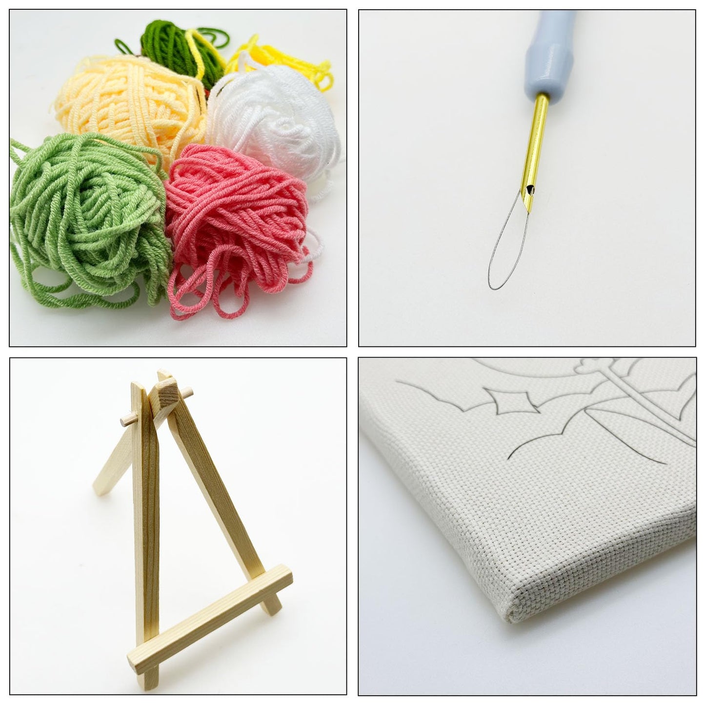 Woohome Punch Needle Starter Kit, Punch Needle Embroidery Kit Frame with Punch Needle Fabric, Hoop, Yarns, Punch Needle for Beginner (Purple Cymbidium)