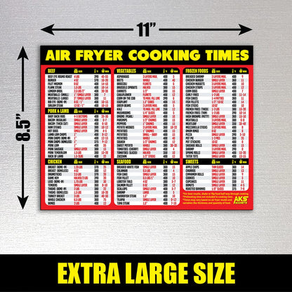 Air Fryer Magnetic Cheat Sheet - Large Print Easy to Read Airfryer Accessory - Air Fryer Cooking Times Chart Magnet, Airfry Cookbook Guide, Kitchen Cheat Sheet, Airfryer Oven Accessories 2025 (Red)