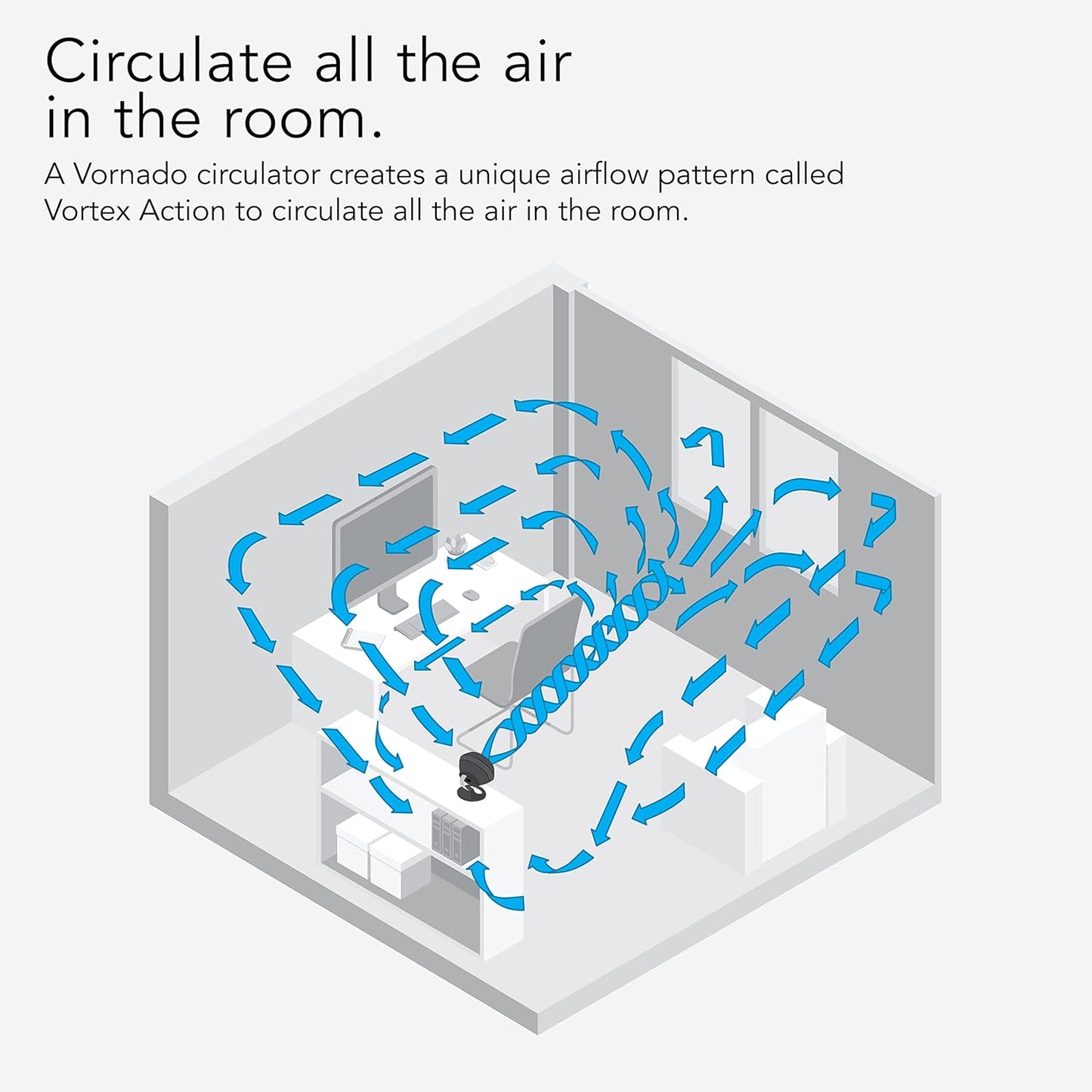 Vornado 160 Personal Air Circulator - Powerful Small Desk Fan with Vortex Airflow | Black, 2 Speed Settings